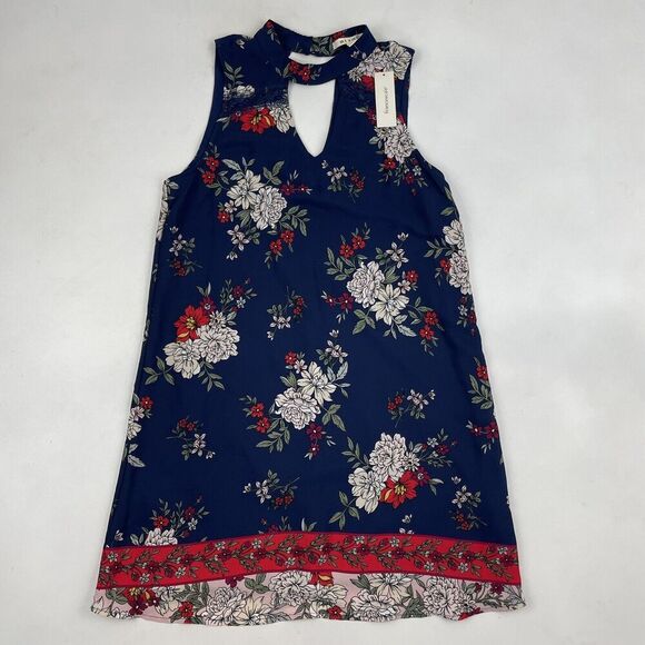 NWT Francescas Miami Mi Ami Blue Floral Sleeveless High Neck Dress Sz M $48 - Picture 2 of 11
